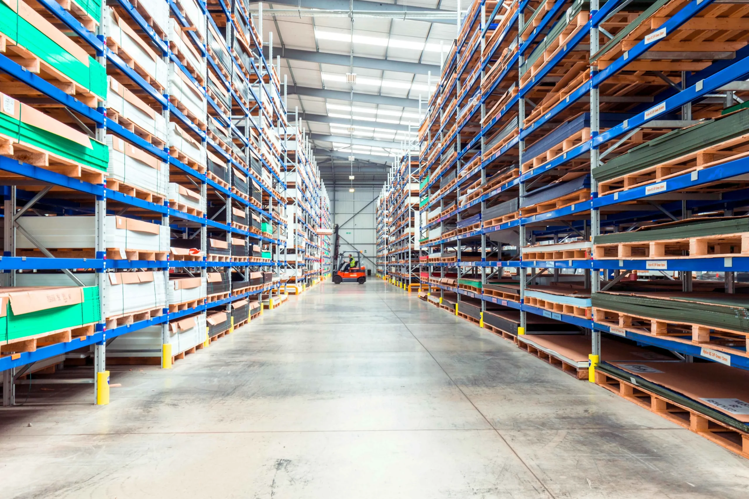 Oadby Plastics warehouse with forklift truck