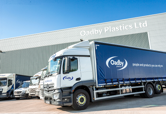 Oadby Plastics delivery fleet of trucks at their Leicester head office