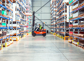 Forklift truck in the Oadby Plastics warehouse