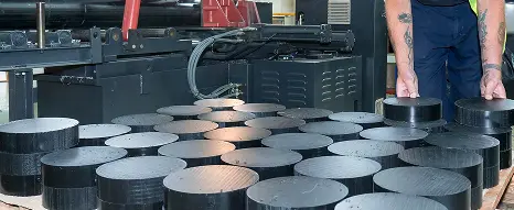 A range of pre-cur billets on a pallet at Oadby Plastics