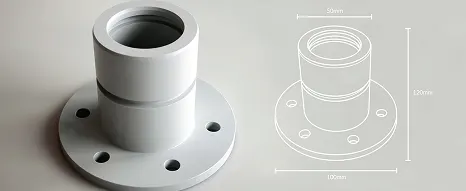 Technical part drawing by Oadby Plastics of a precisely CNC machined engineering plastic component