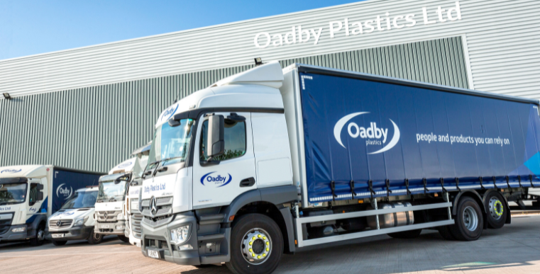 Oadby Plastics fleet of trucks servicing the UK