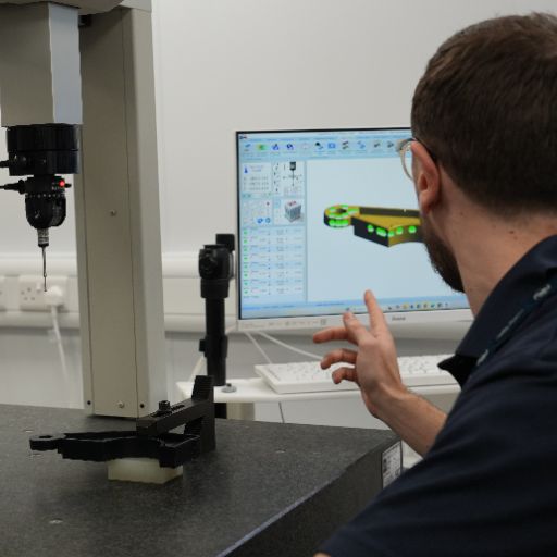 Team member using 3D scanning equipment at Oadby Plastics